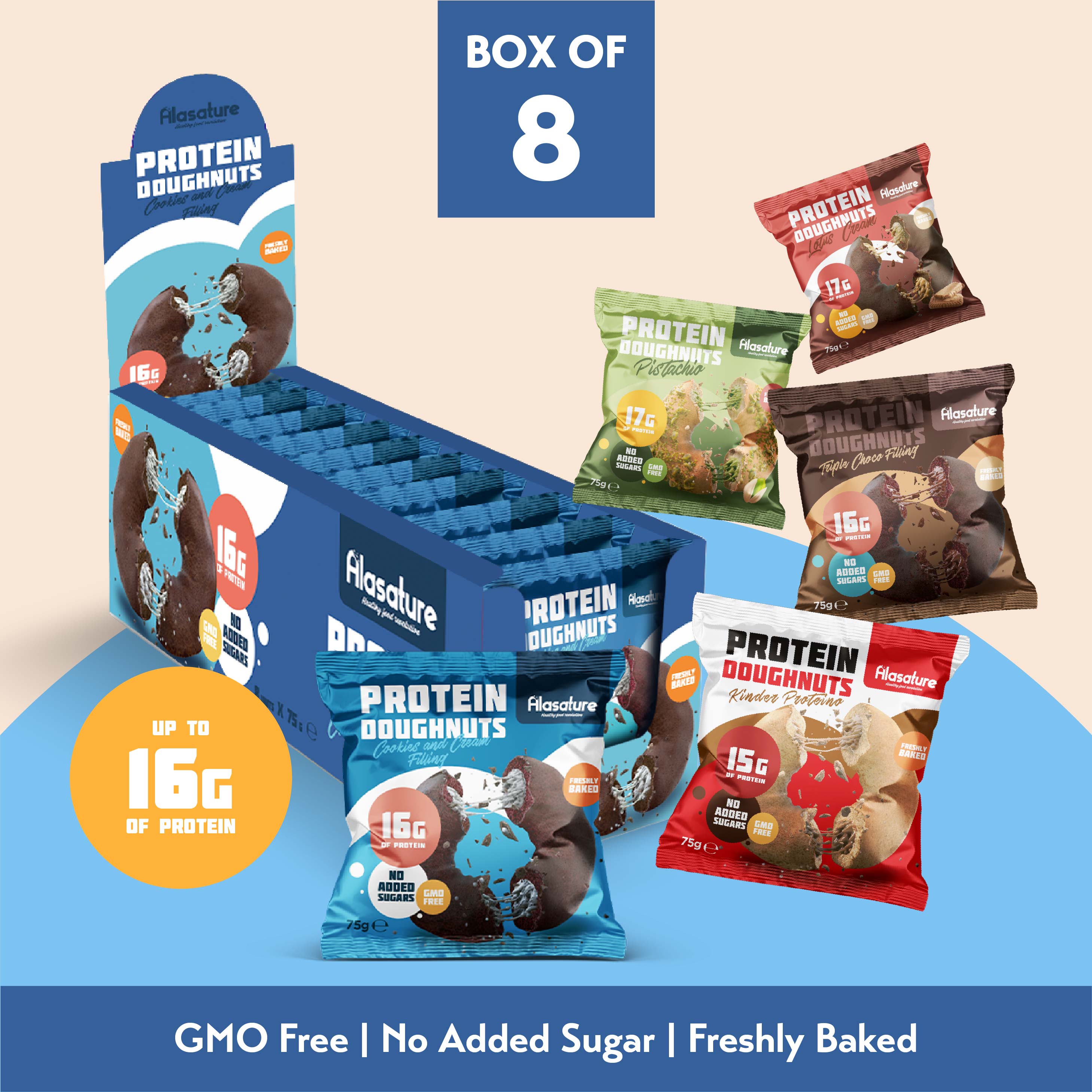 Alasature Protein Doughnuts (Box of 8)