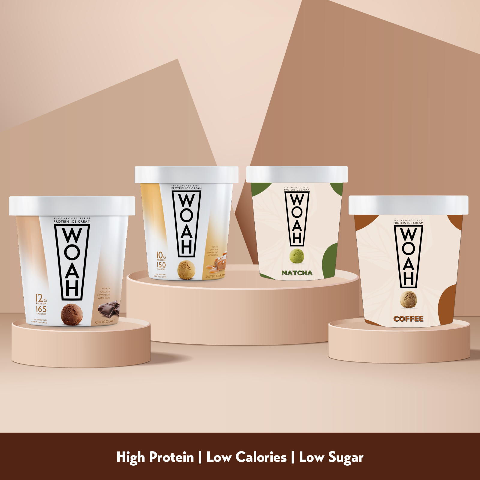 [Bundle of 2] Woah Protein Icecream 473ML + FREE HE+ x2
