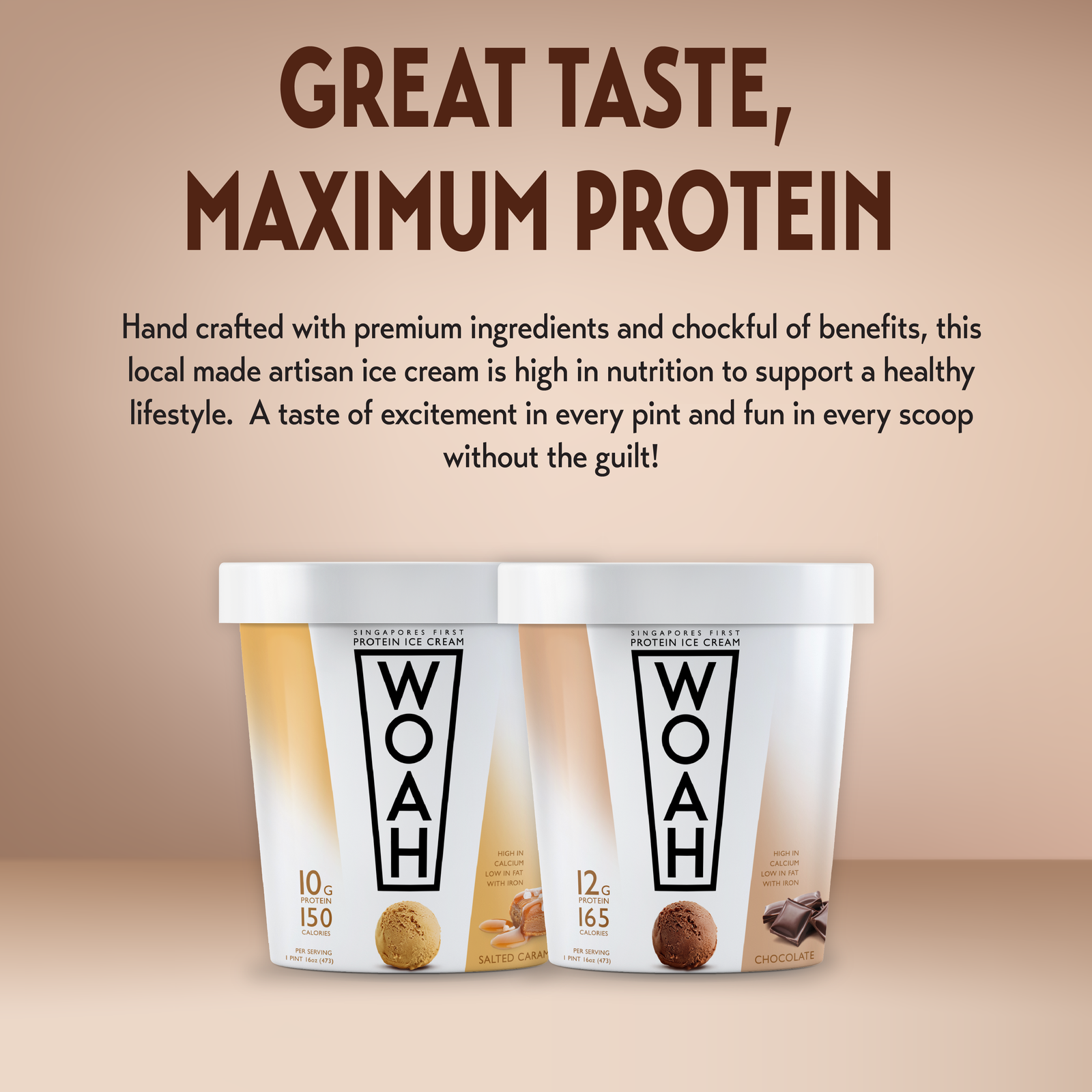 [Bundle of 2] Woah Protein Icecream 473ML + FREE HE+ x2