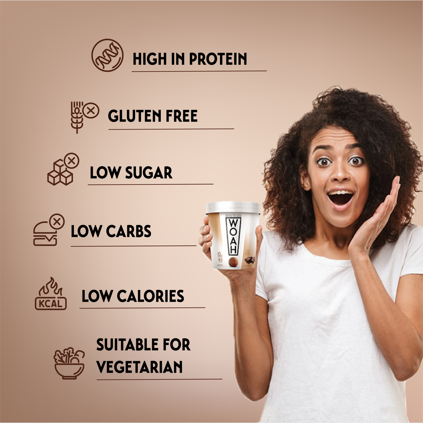 [Bundle of 2] Woah Protein Icecream 473ML + FREE HE+ x2