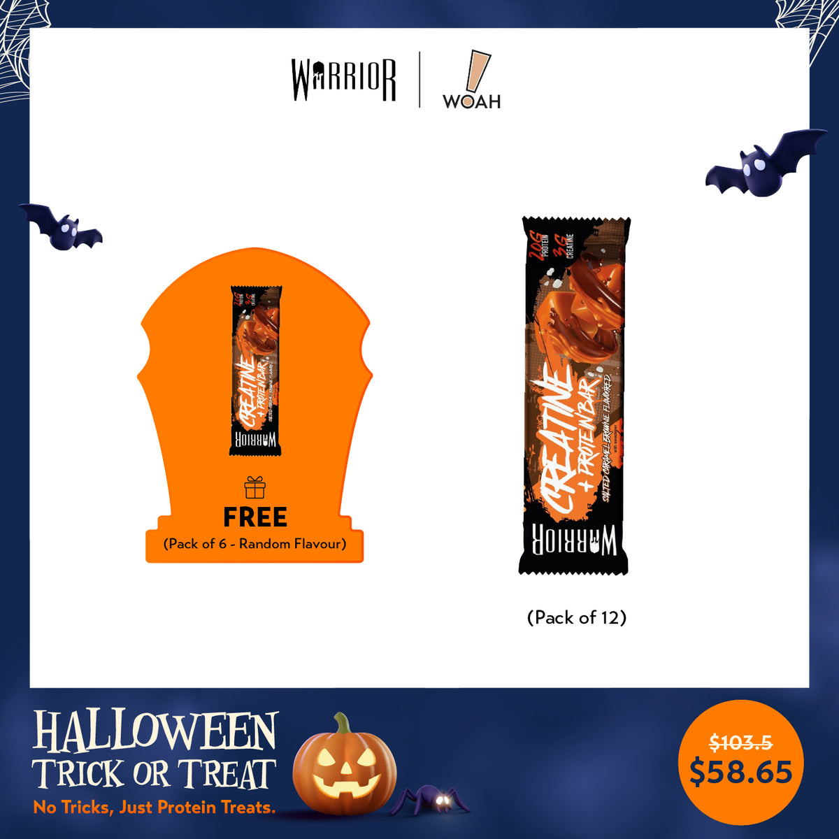 [HALLOWEEN Trick or Treat] Warrior Creatine Bar 12s + FREE 6s