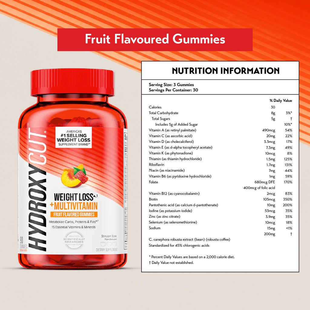 Hydroxycut Weight Loss + Multivitamin Gummies (90 servings)