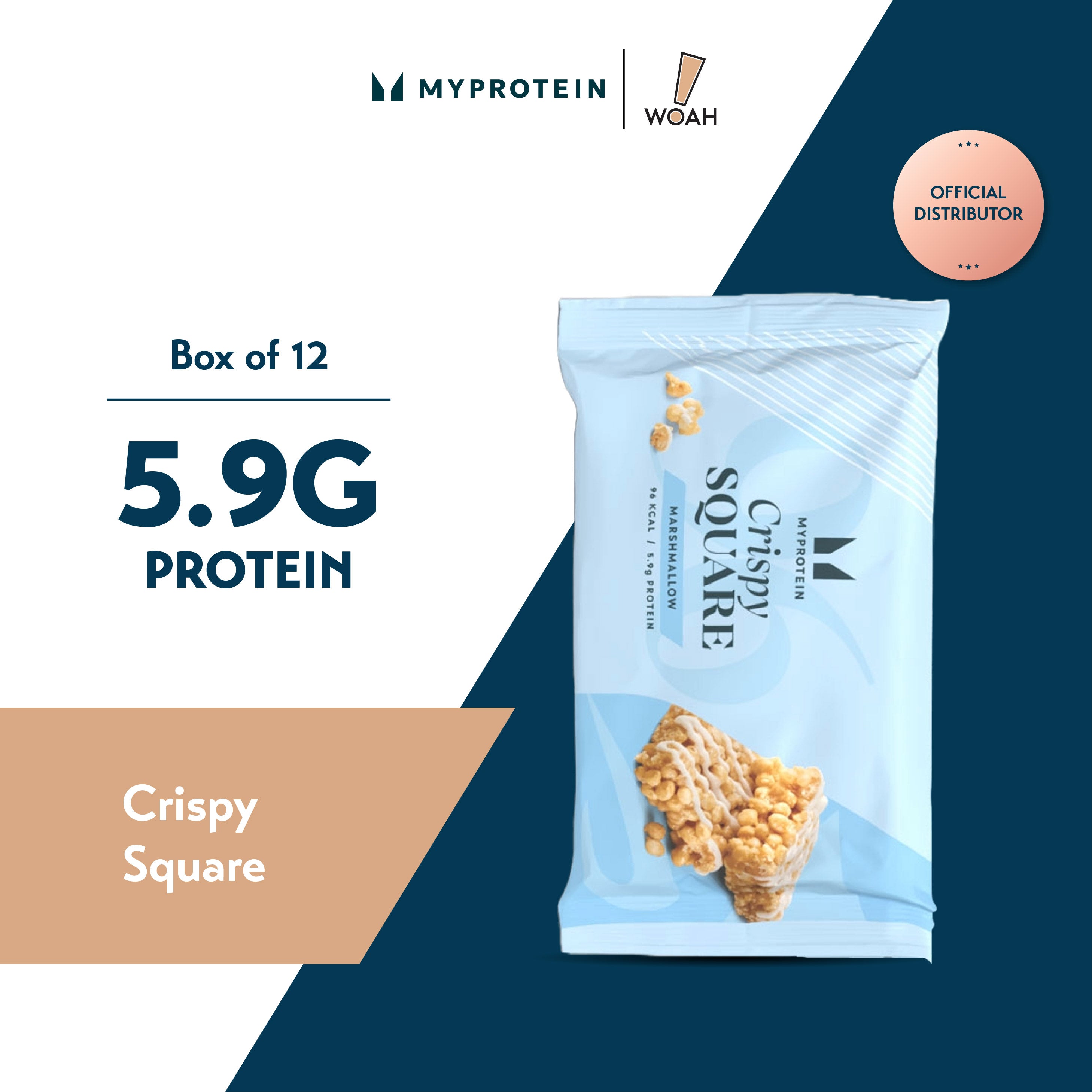 MyProtein Crispy Square Protein Snack 30g (Box of 12) - Marshmallow