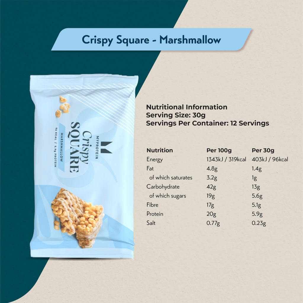 MyProtein Crispy Square Protein Snack 30g (Box of 12) - Marshmallow