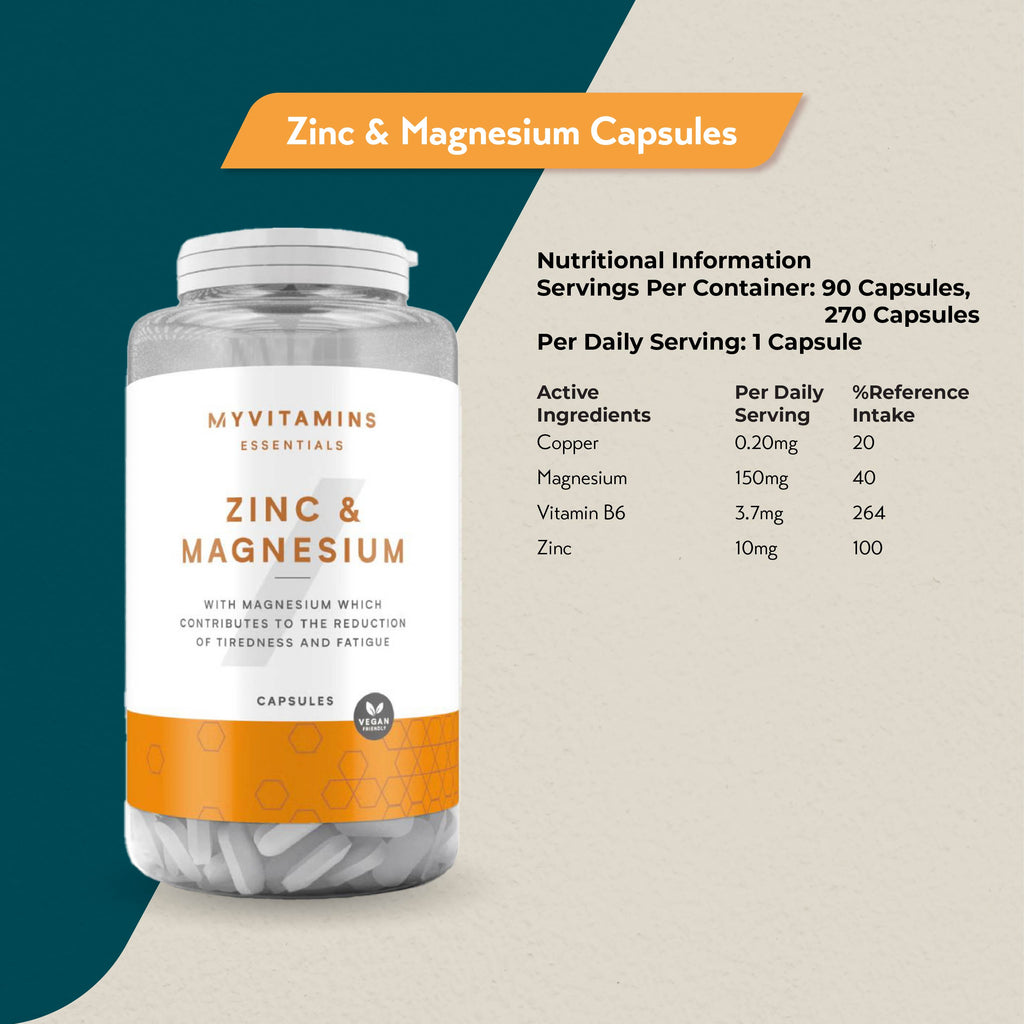 MyProtein MyVitamins Zinc & Magnesium Capsules (90 / 270 Capsules)