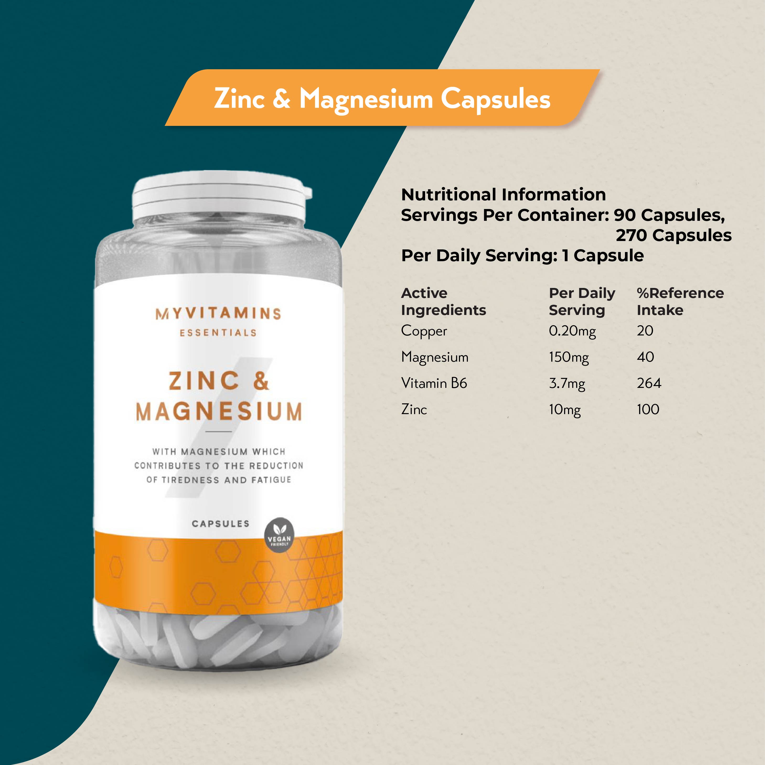 MyProtein MyVitamins Zinc & Magnesium Capsules (90 / 270 Capsules)