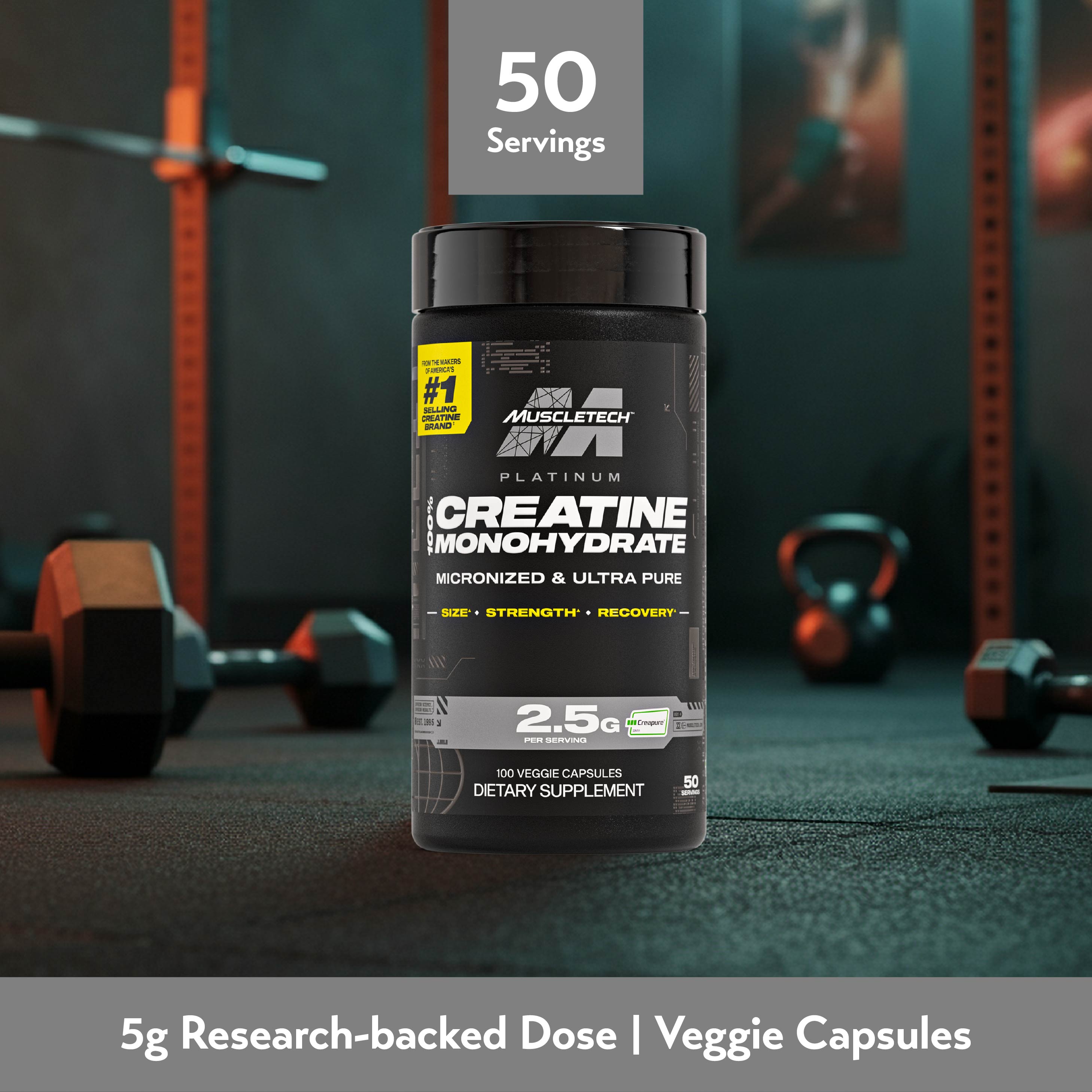 MuscleTech Platinum 100% Creatine (100 Veggie Capsules)
