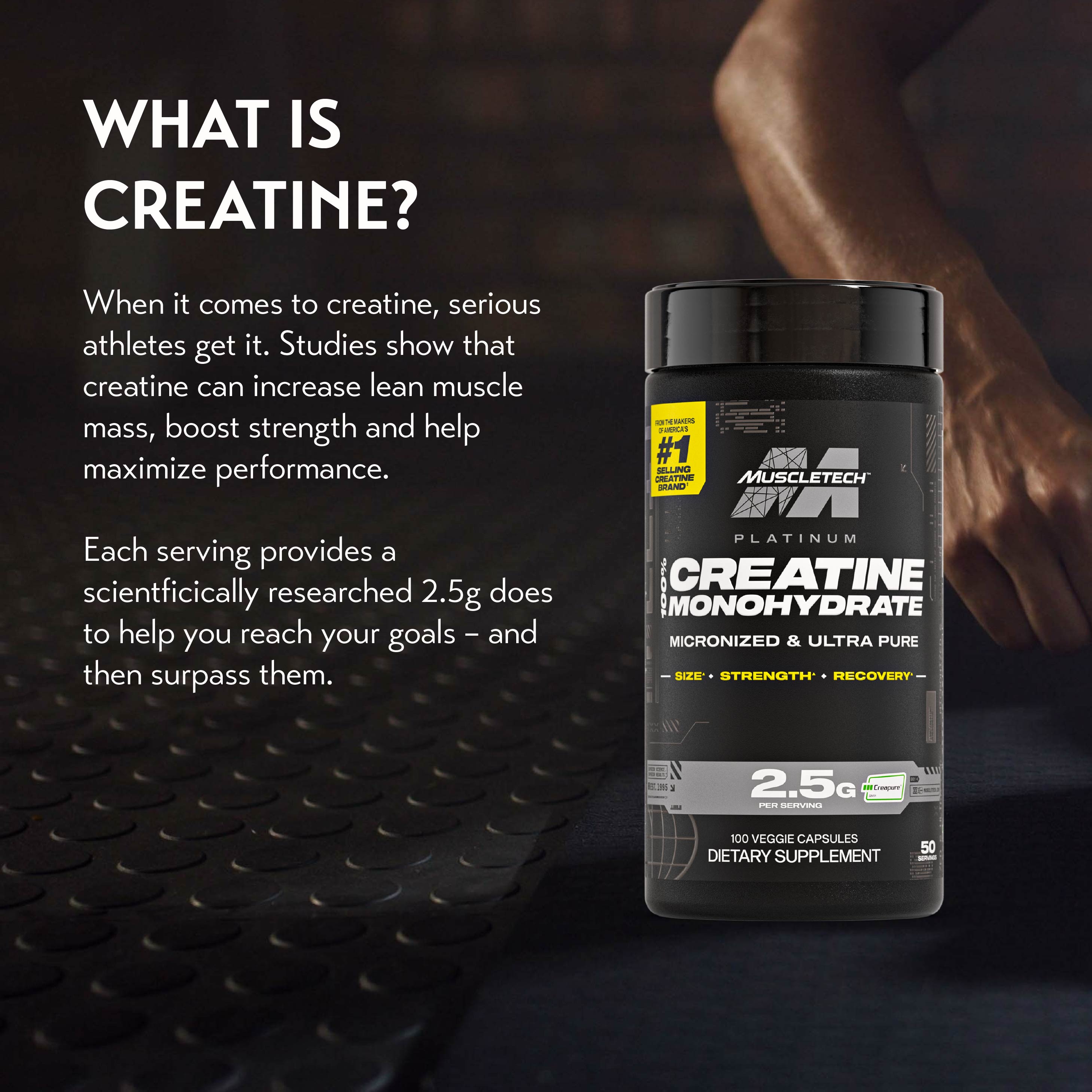 MuscleTech Platinum 100% Creatine (100 Veggie Capsules)