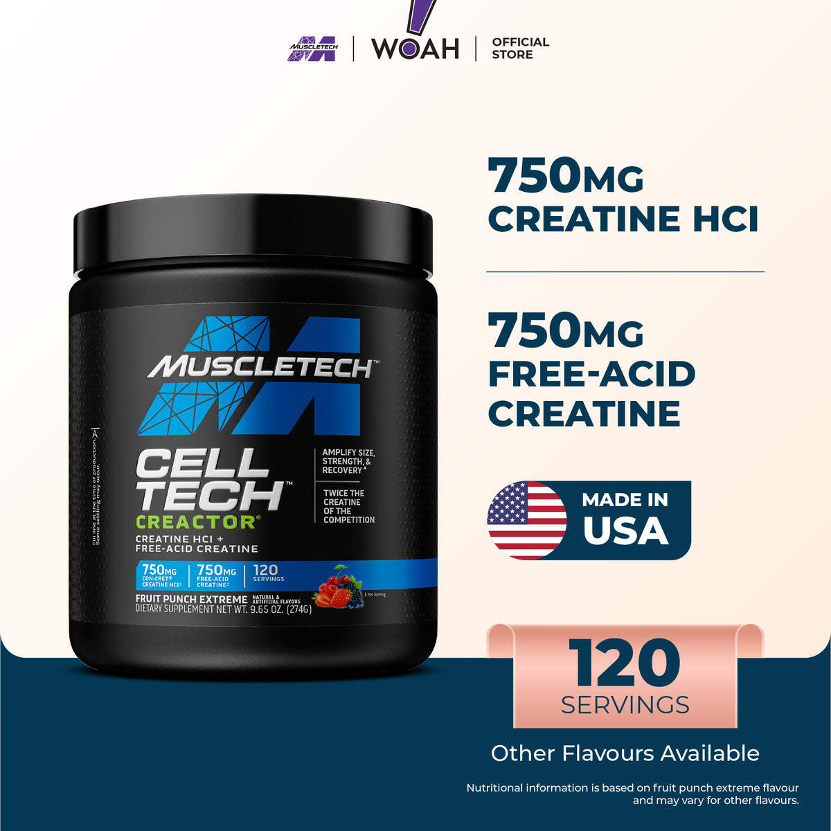 MuscleTech Cell Tech Creactor / Creatine HCI 264g