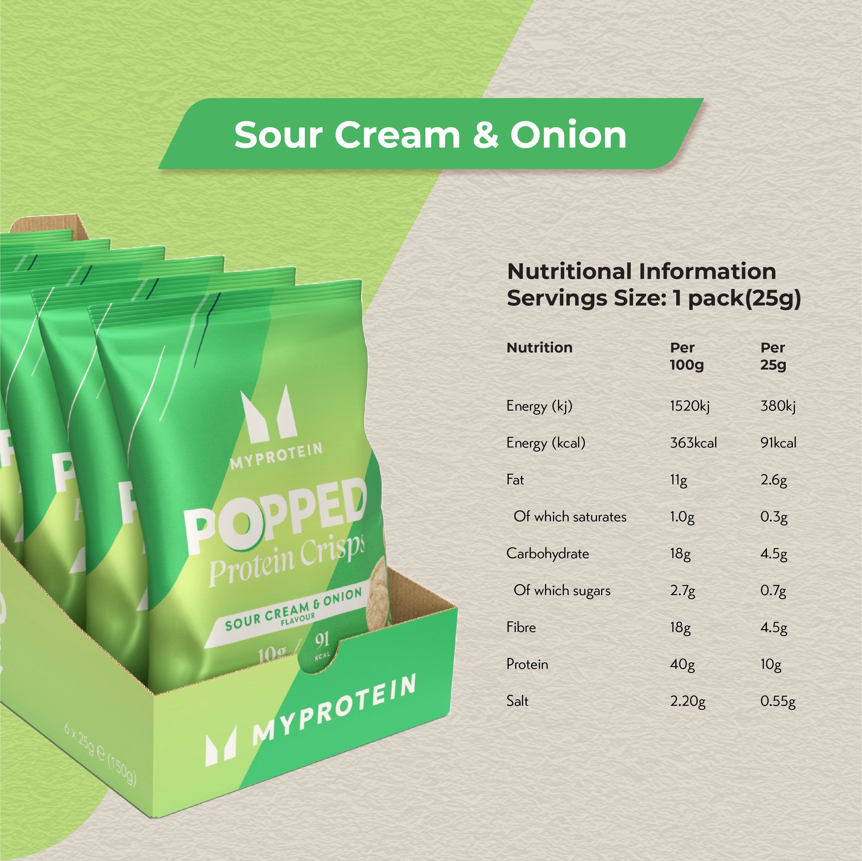 MYProtein Popped Protein Crisps (Box of 6)