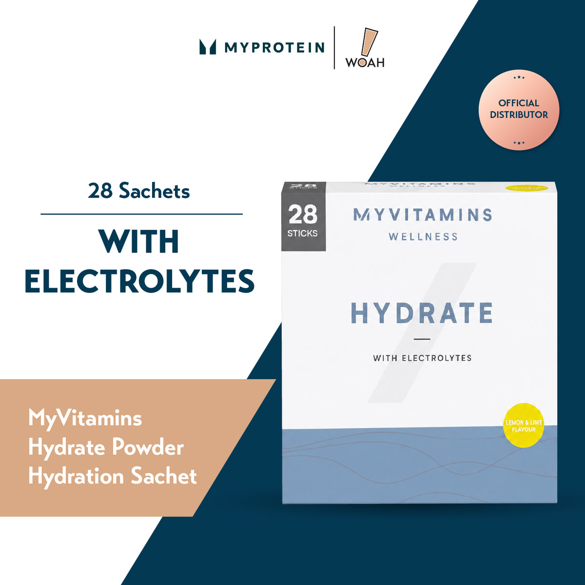 MyProtein Myvitamins Hydrate Powder Hydration Sachet 28s Lemon Lime
