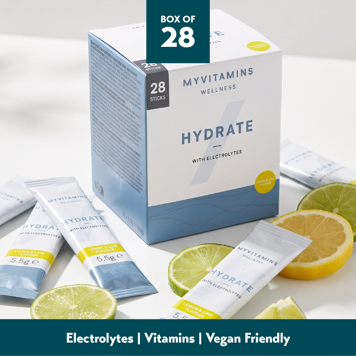 MyProtein Myvitamins Hydrate Powder Hydration Sachet 28s Lemon Lime