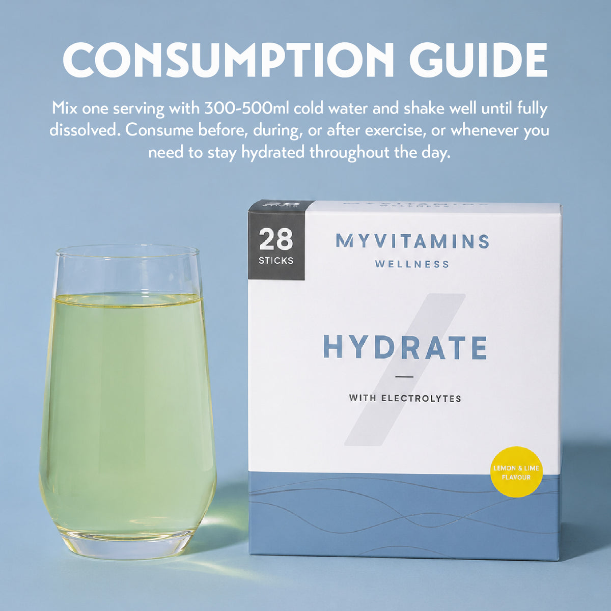 MyProtein Myvitamins Hydrate Powder Hydration Sachet 28s Lemon Lime