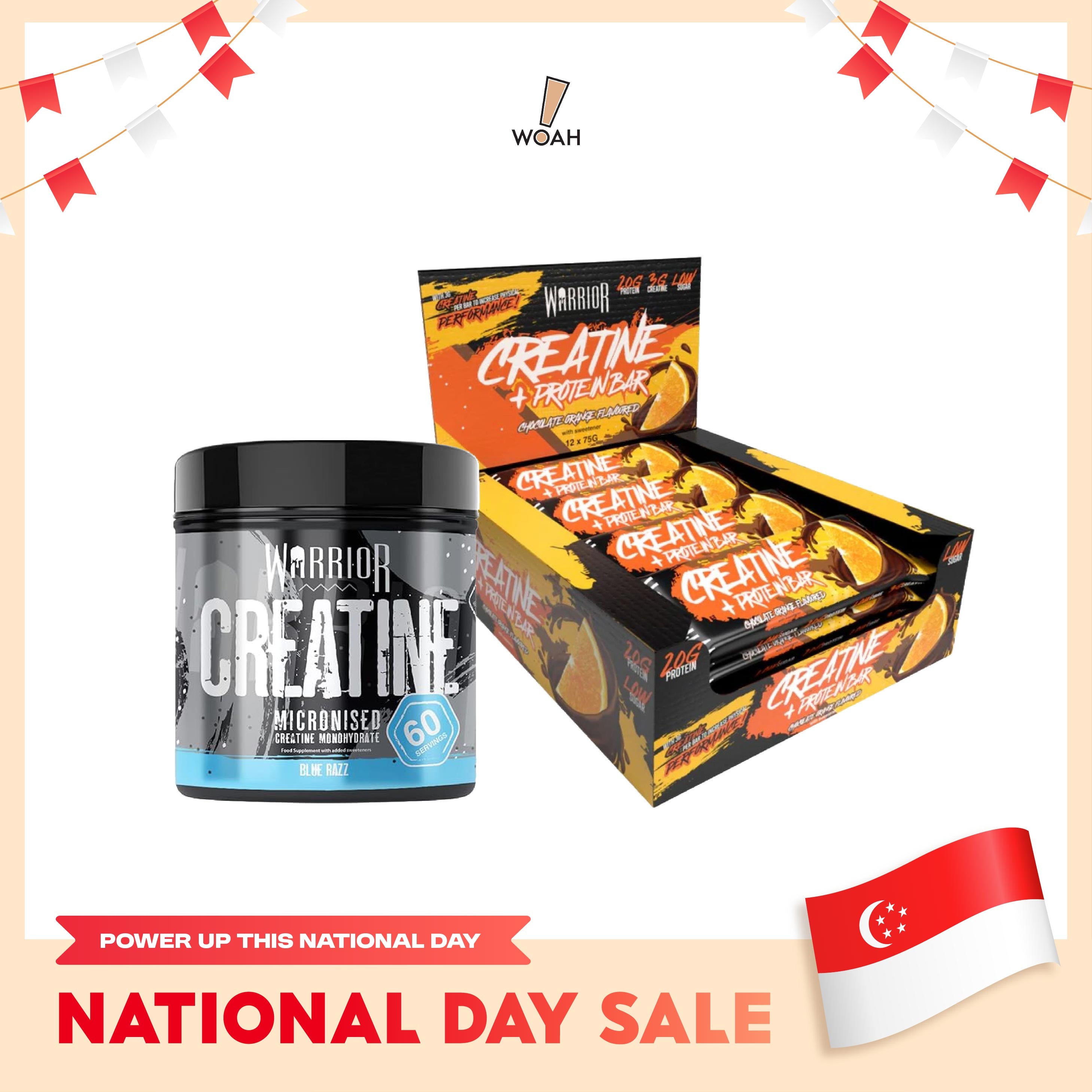 Warrior Essentials Creatine (300g) + Warrior Creatine Bar (Box of 12)