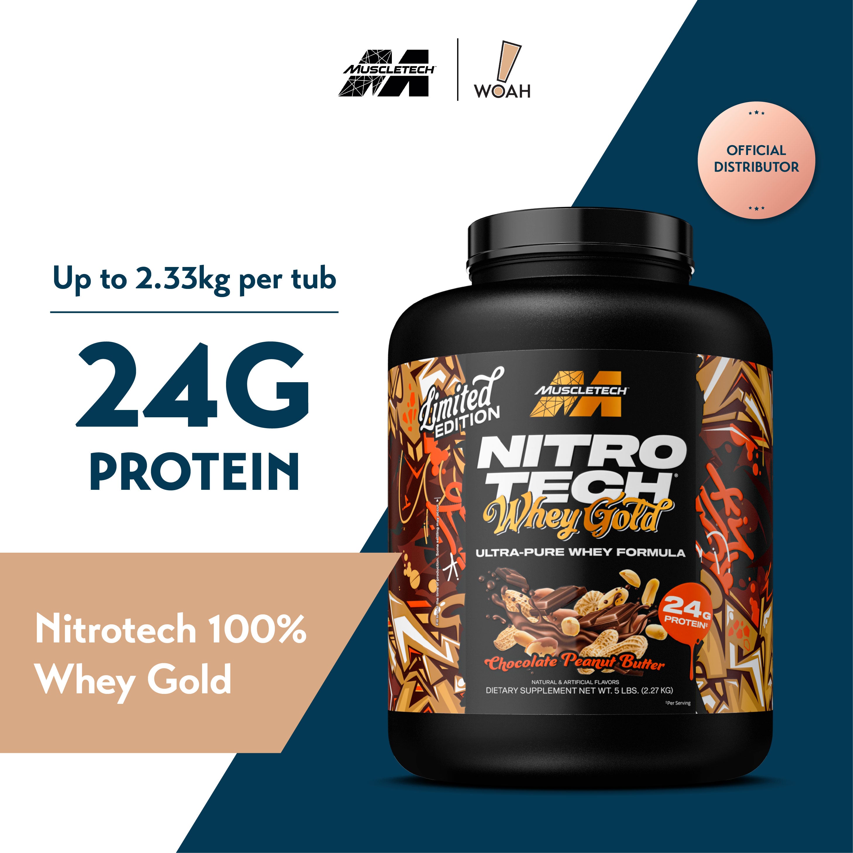 MuscleTech NitroTech 100% Whey Gold (5lbs)