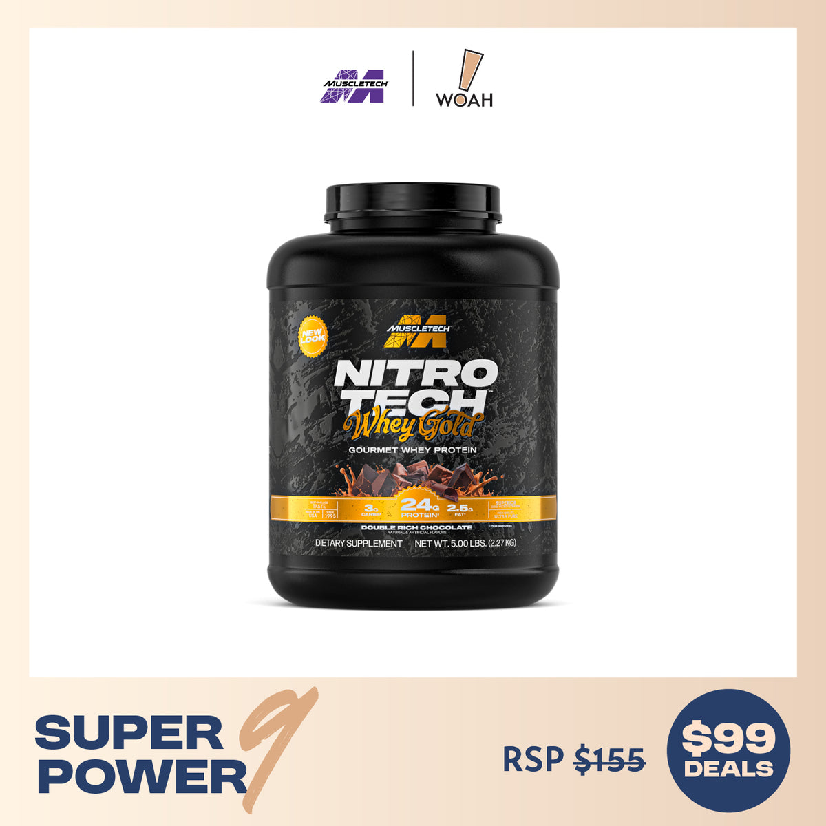 [$99 Deals] MuscleTech NitroTech 100% Pure Whey Protein Gold 5lbs