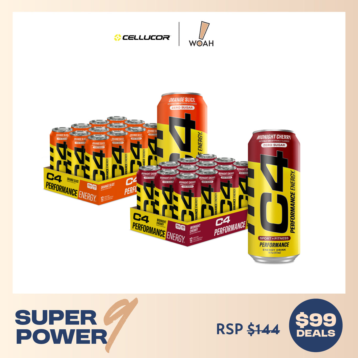 [$99 Deals] Bundle of 2 - Cellucor C4 Energy Carbonated (Case of 12)