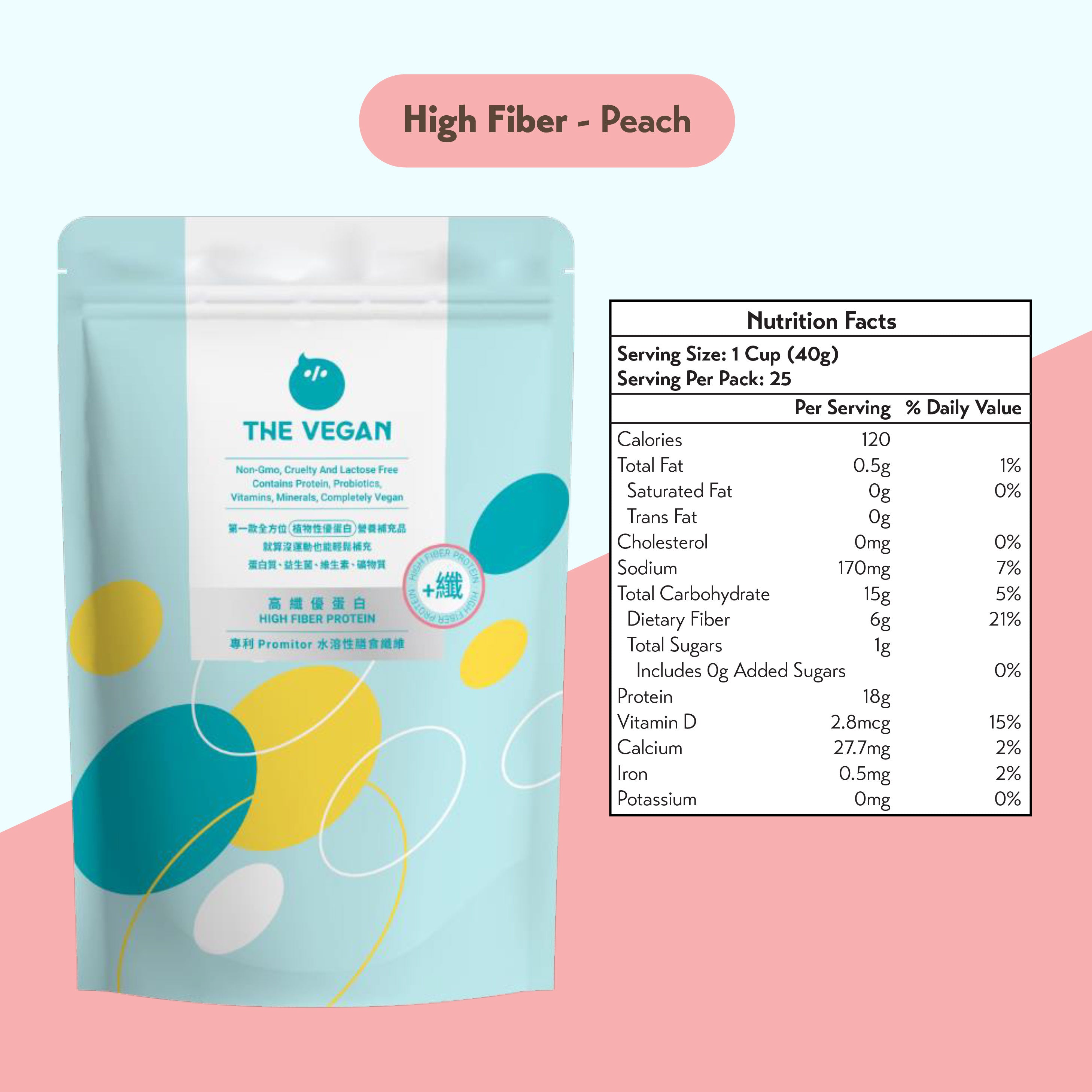 THE VEGAN High Fibre Soy Protein (1kg) - Peach