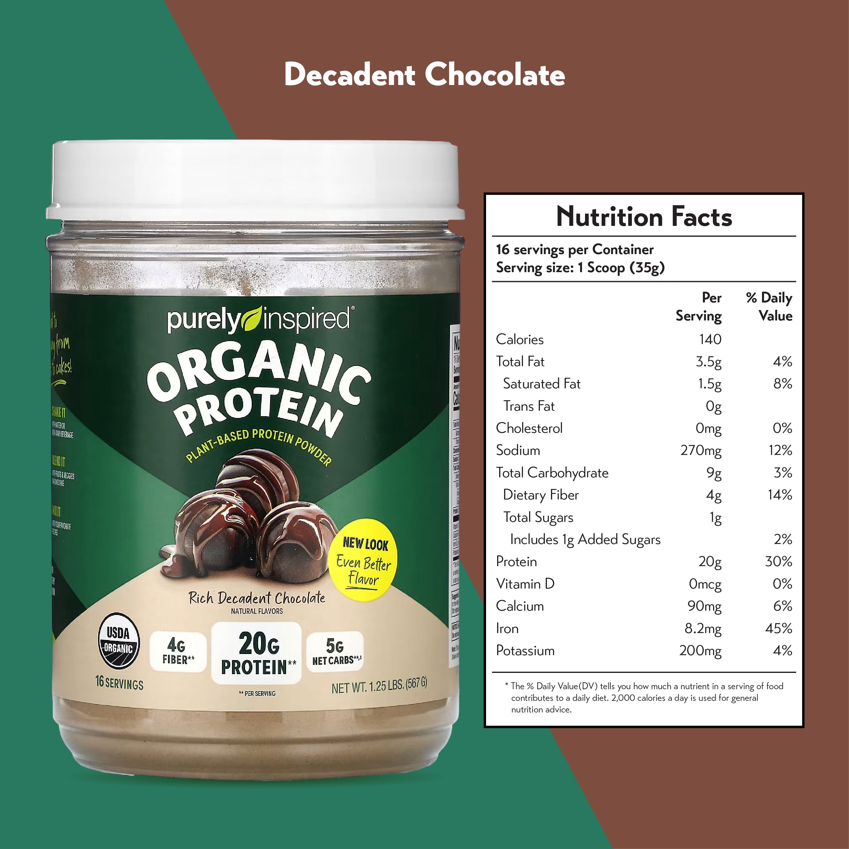 Purely Inspired Organic Protein 1.25lbs (16 servings)